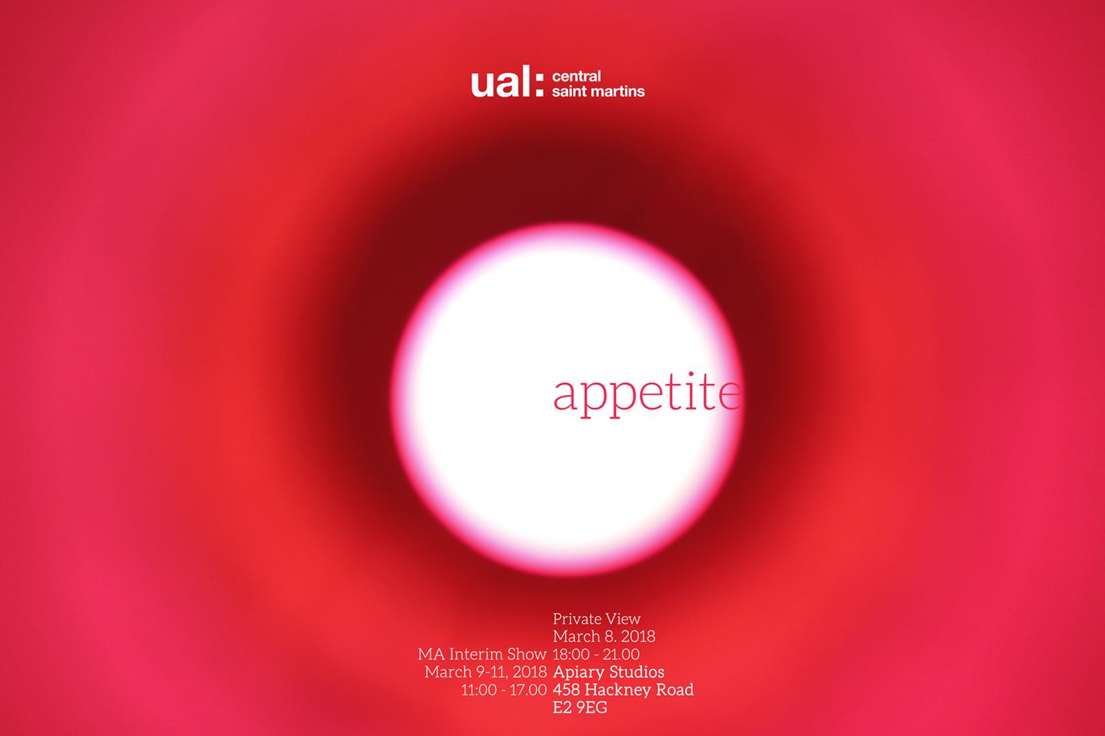 poster image red with a central white spot with the word 'Appetite' at the centre.